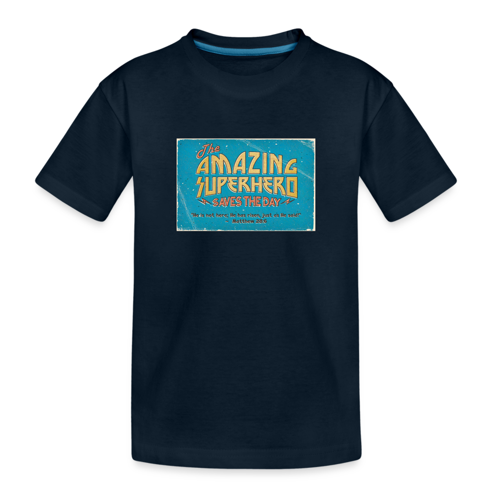 Amazing Superhero - Toddler Premium Organic T-Shirt - deep navy