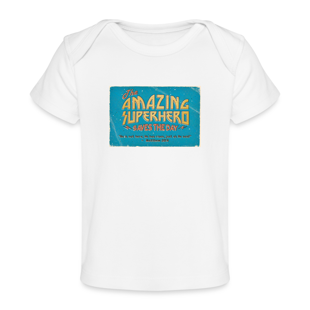 Amazing Superhero - Organic Baby T-Shirt - white