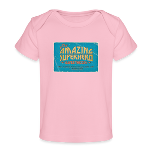 Amazing Superhero - Organic Baby T-Shirt - light pink