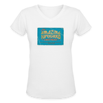 Amazing Superhero - Women's Shallow V-Neck T-Shirt - white