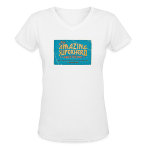 Amazing Superhero - Women's Shallow V-Neck T-Shirt - white