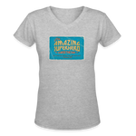 Amazing Superhero - Women's Shallow V-Neck T-Shirt - gray