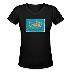 Amazing Superhero - Women's Shallow V-Neck T-Shirt - black