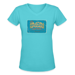 Amazing Superhero - Women's Shallow V-Neck T-Shirt - aqua