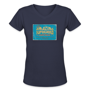 Amazing Superhero - Women's Shallow V-Neck T-Shirt - navy