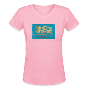 Amazing Superhero - Women's Shallow V-Neck T-Shirt - pink