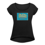 Amazing Superhero - Women's Roll Cuff T-Shirt - black