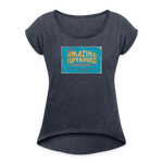 Amazing Superhero - Women's Roll Cuff T-Shirt - navy heather