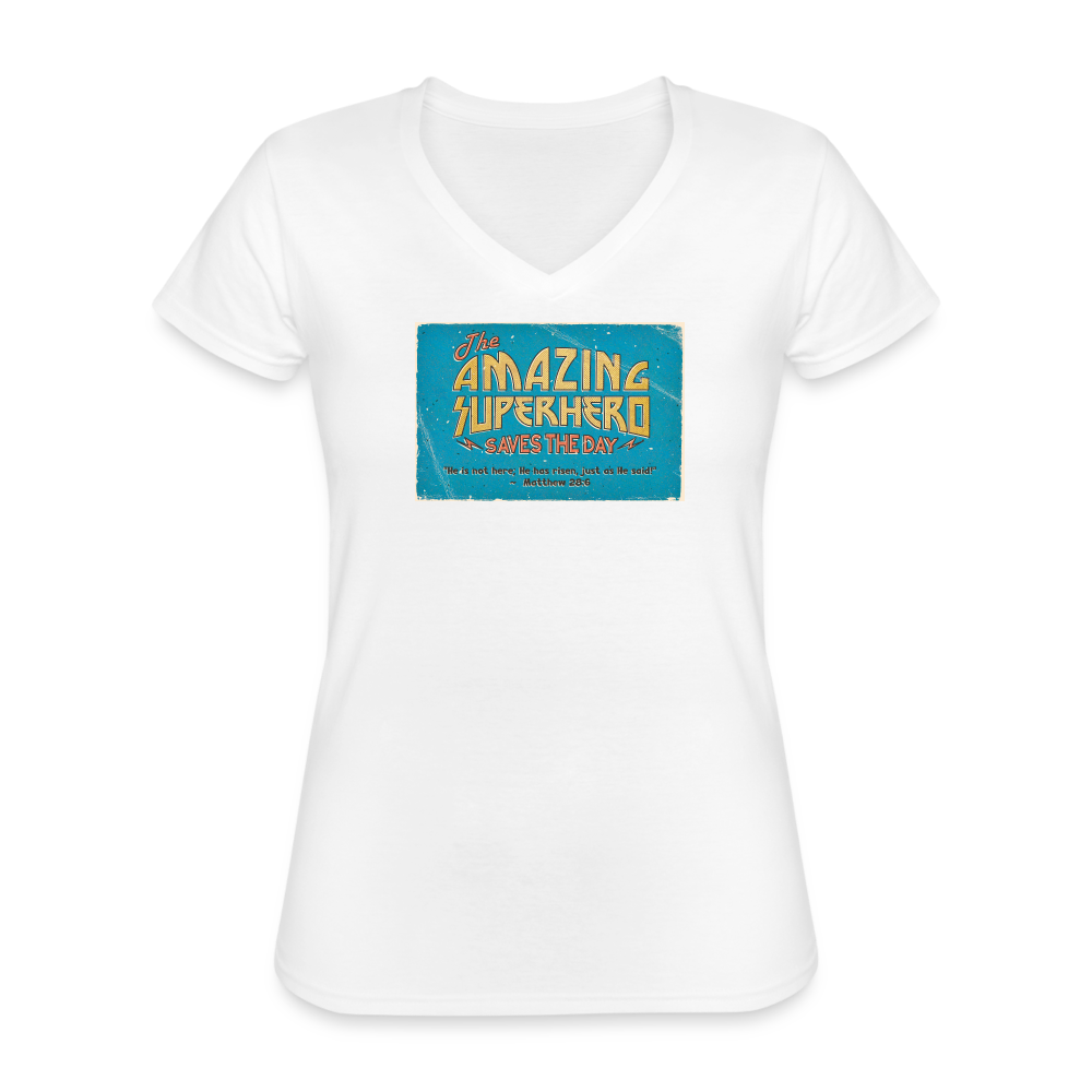 Amazing Superhero - Women's V-Neck T-Shirt - white