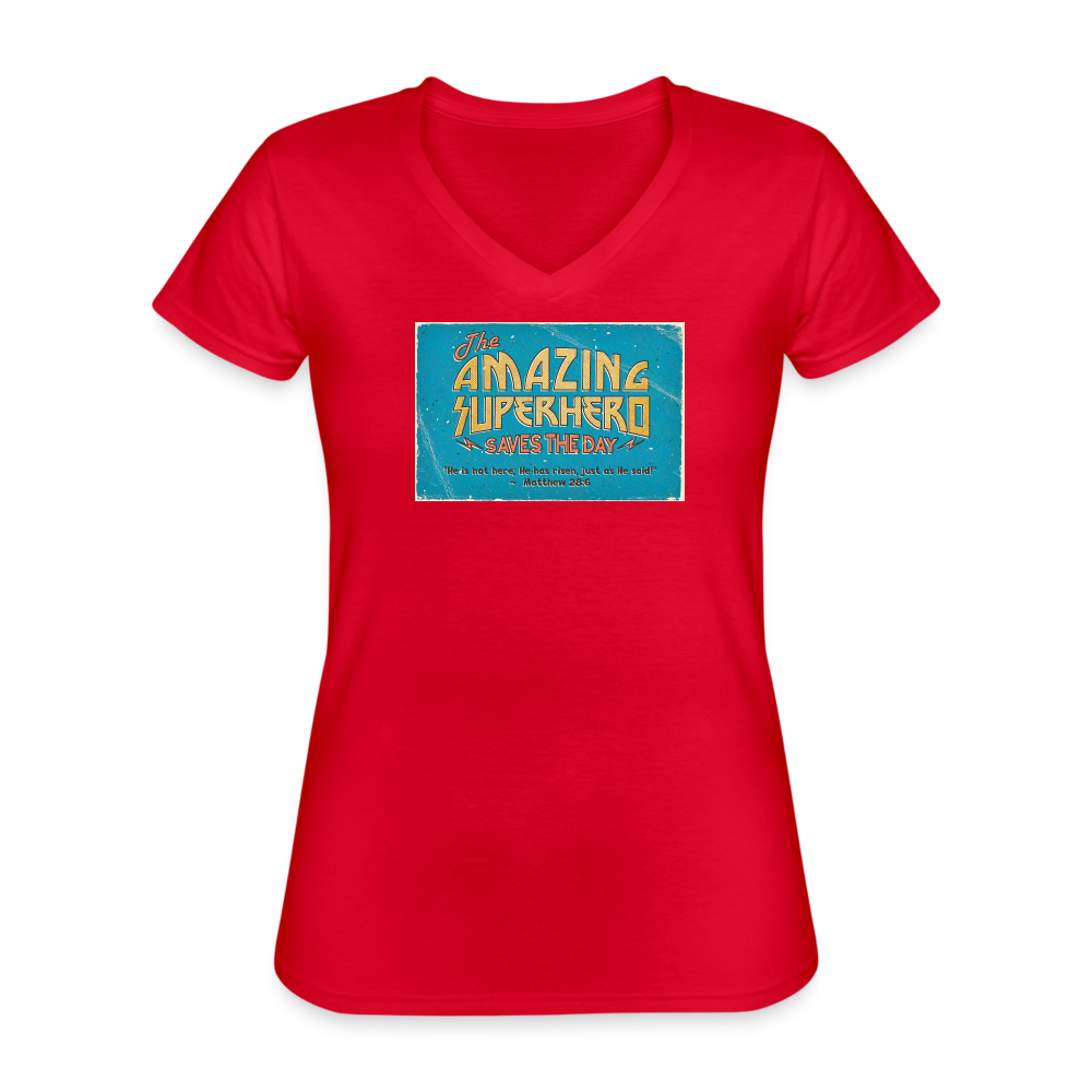 Amazing Superhero - Women's V-Neck T-Shirt - red