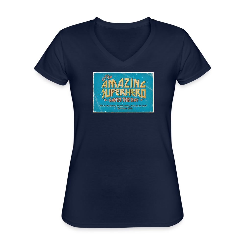 Amazing Superhero - Women's V-Neck T-Shirt - navy