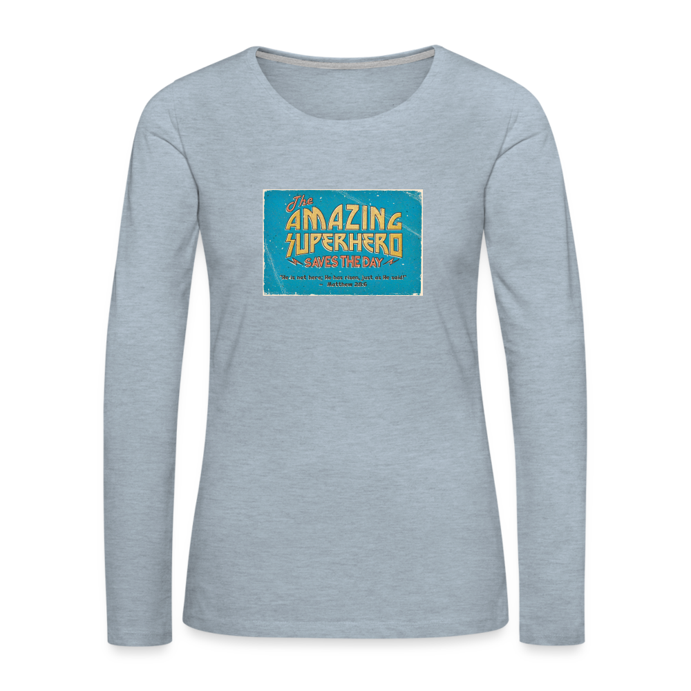 Amazing Superhero - Women's Premium Long Sleeve T-Shirt - heather ice blue