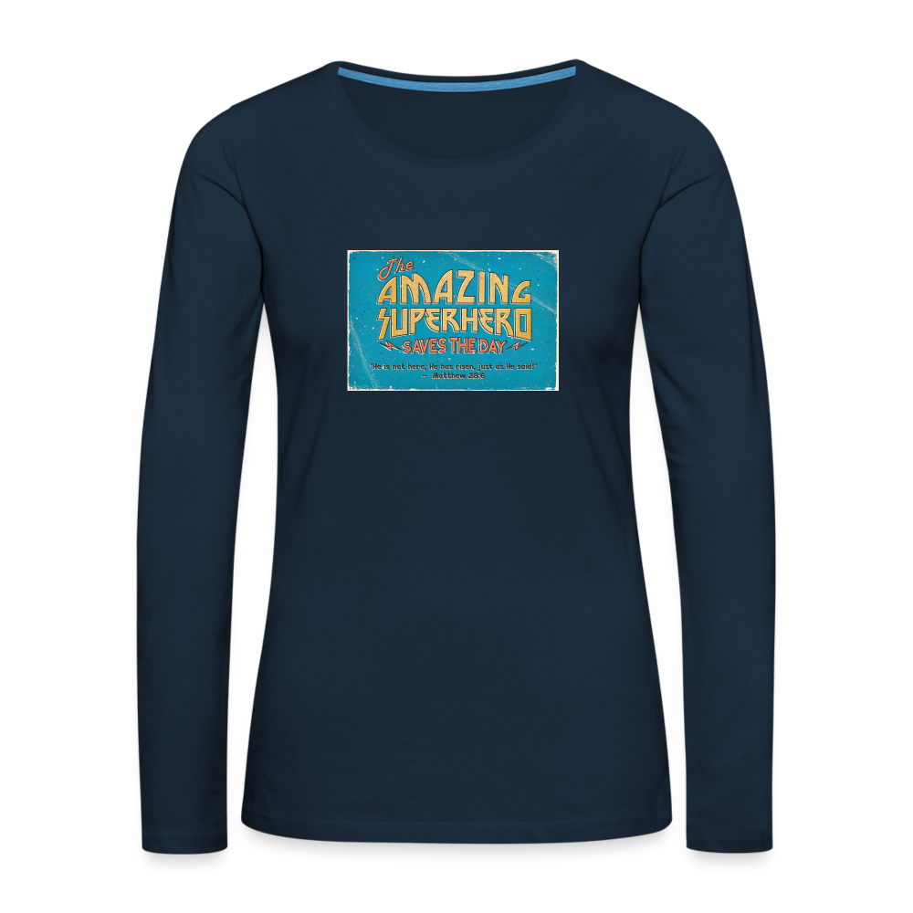 Amazing Superhero - Women's Premium Long Sleeve T-Shirt - deep navy