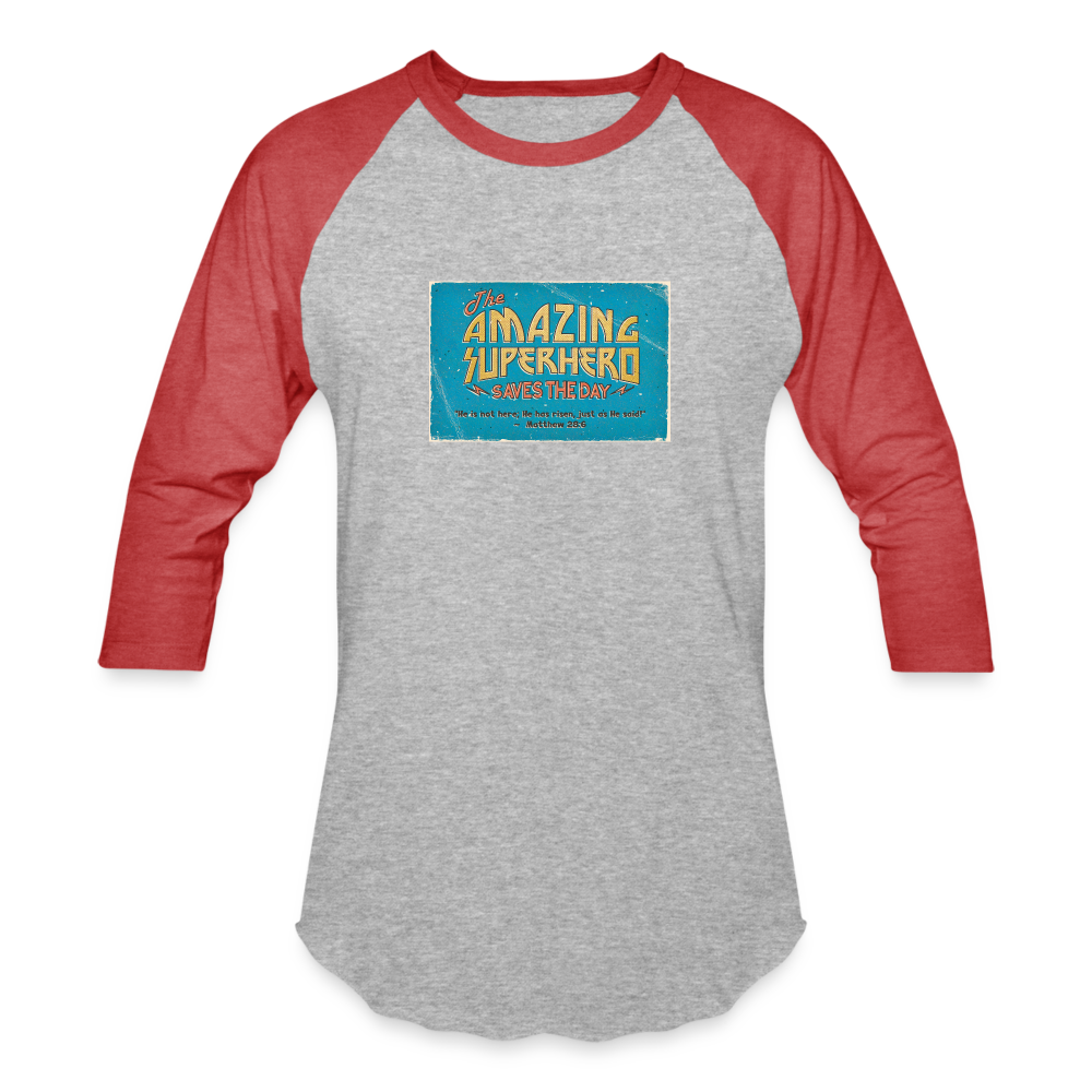 Amazing Superhero - Baseball T-Shirt - heather gray/red