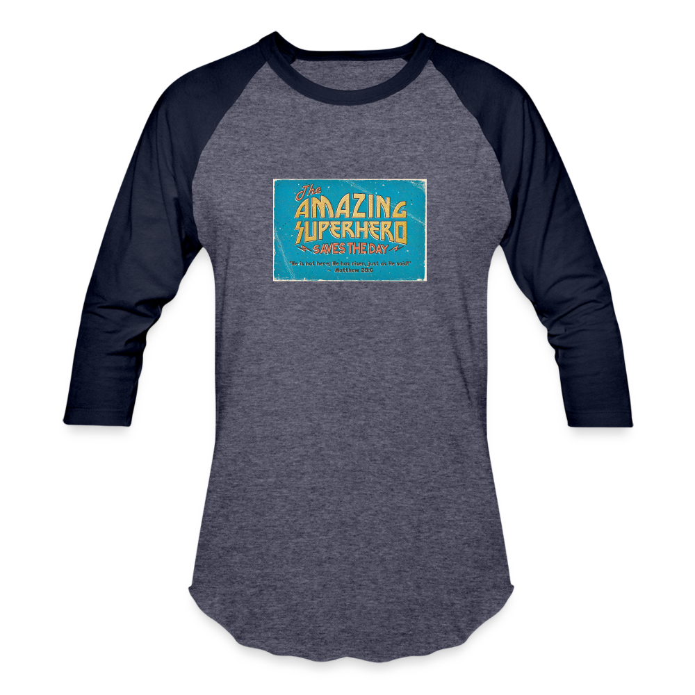 Amazing Superhero - Baseball T-Shirt - heather blue/navy