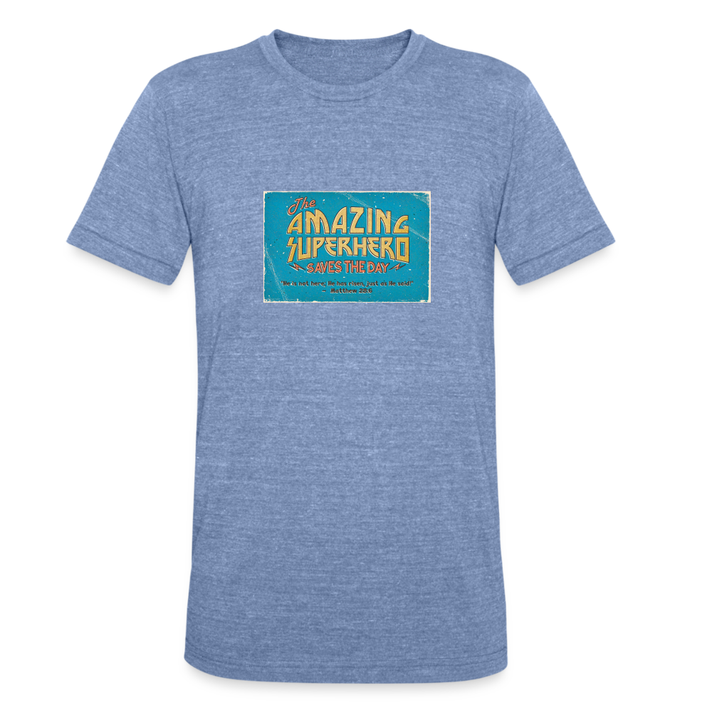 Amazing Superhero - Unisex Tri-Blend T-Shirt - heather blue