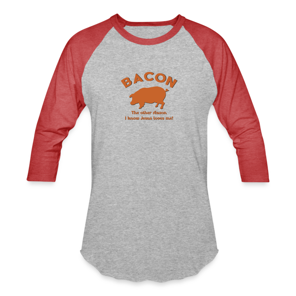 Bacon - Unisex Baseball T-Shirt - heather gray/red