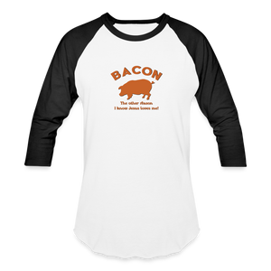 Bacon - Unisex Baseball T-Shirt - white/black