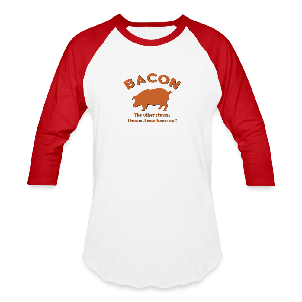 Bacon - Unisex Baseball T-Shirt - white/red