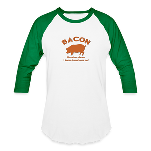 Bacon - Unisex Baseball T-Shirt - white/kelly green
