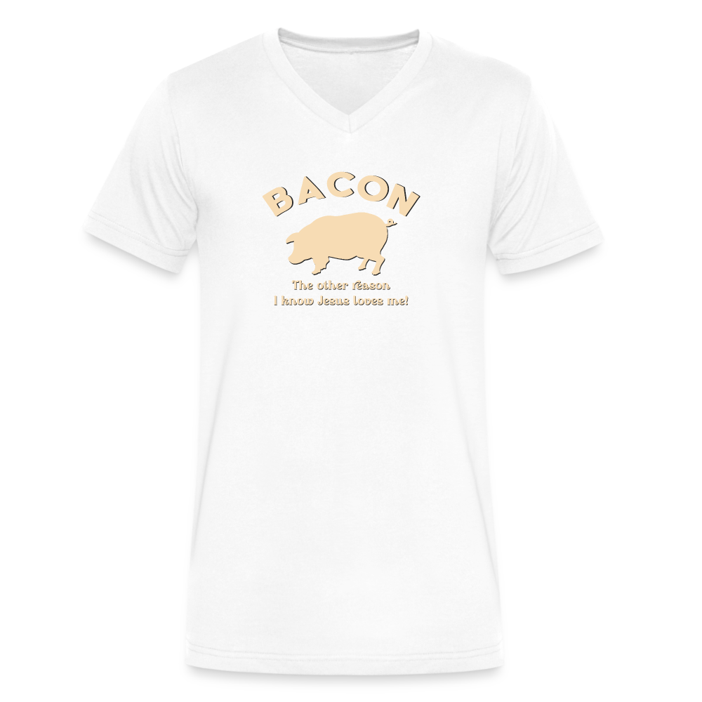 Bacon - Men's V-Neck T-Shirt - white