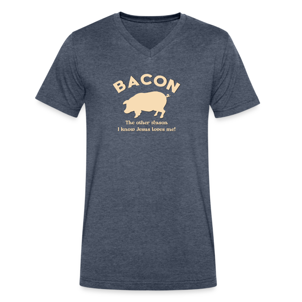 Bacon - Men's V-Neck T-Shirt - heather navy