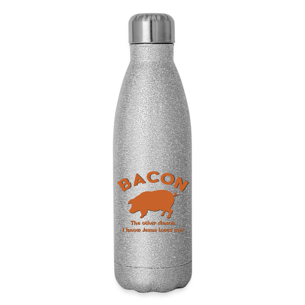 Bacon - Insulated Stainless Steel Water Bottle - silver glitter