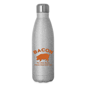 Bacon - Insulated Stainless Steel Water Bottle - silver glitter