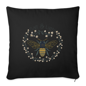 Bee Salt & Light - Throw Pillow Cover - black