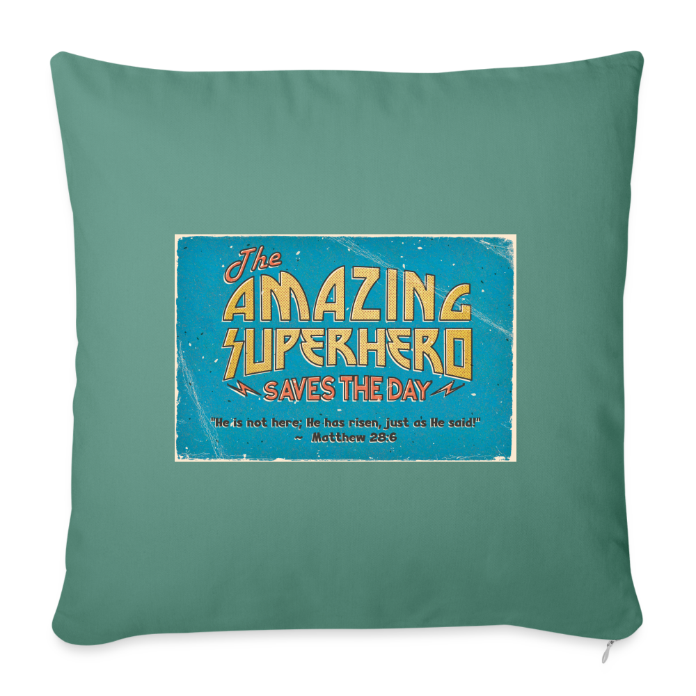 Amazing Superhero - Throw Pillow Cover - cypress green