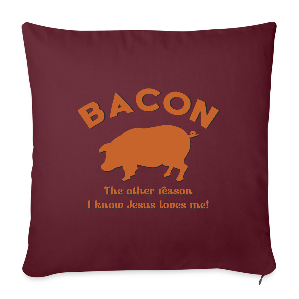 Bacon - Throw Pillow Cover - burgundy