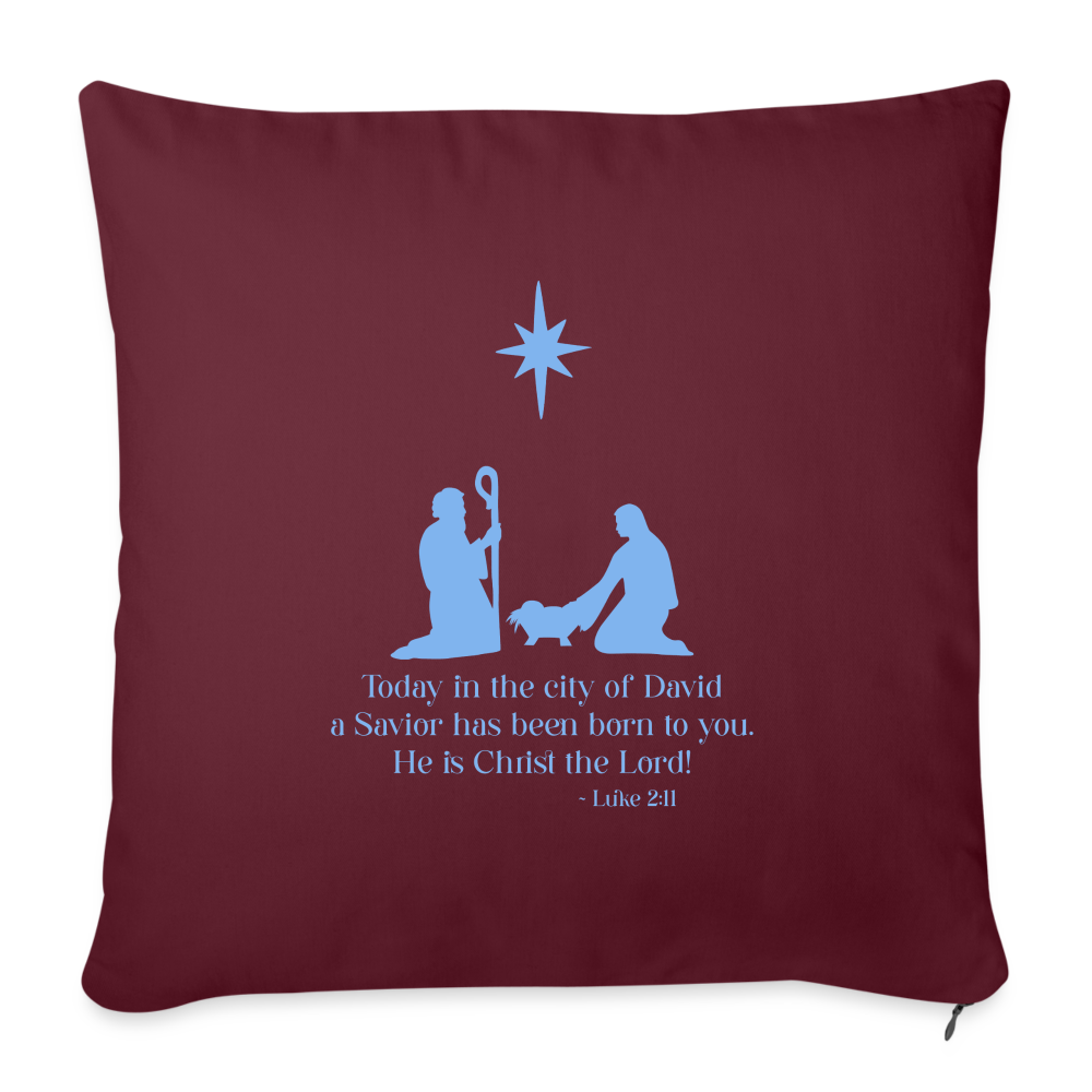 A Savior Has Been Born - Throw Pillow Cover - burgundy