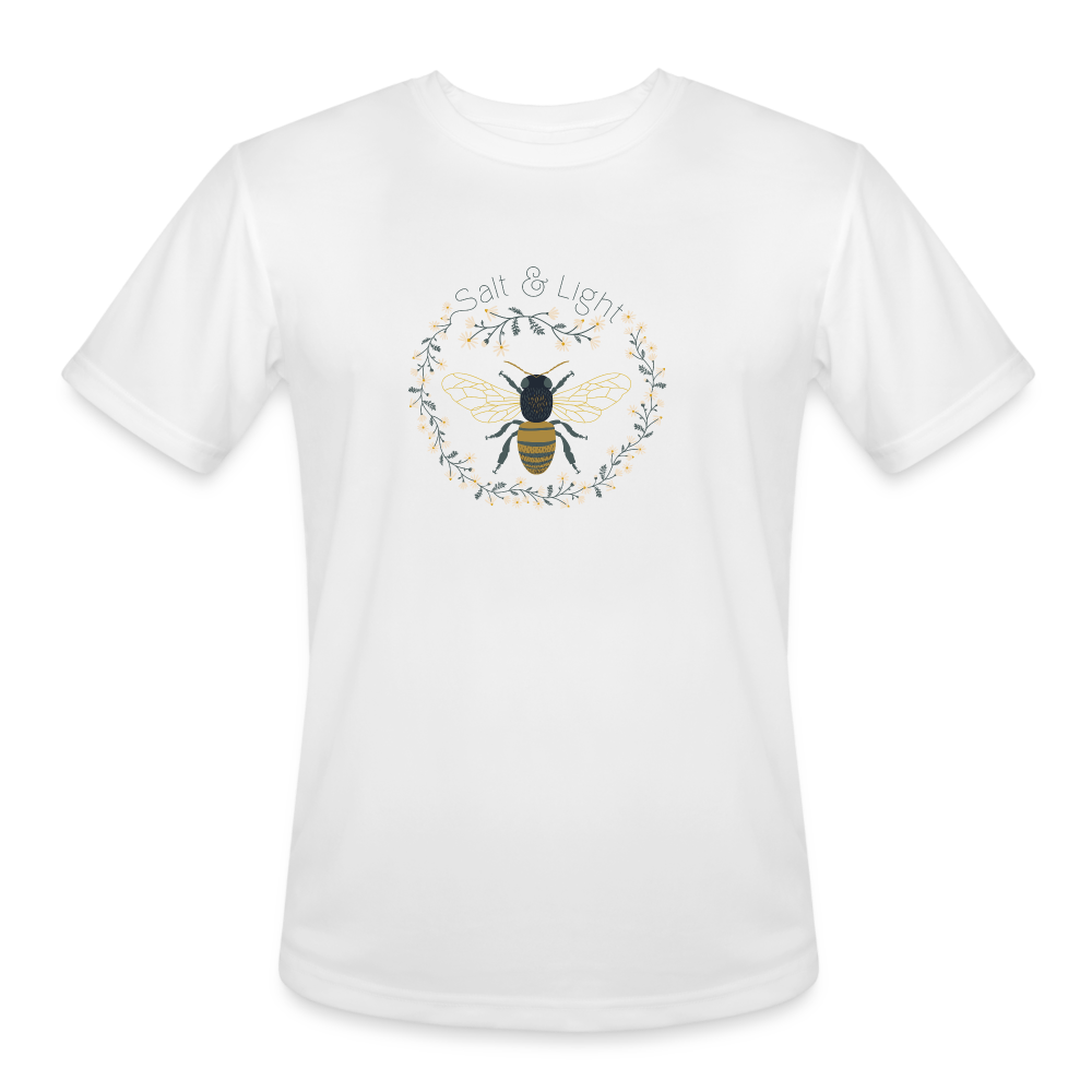 Bee Salt & Light - Men’s Moisture Wicking Performance T-Shirt - white