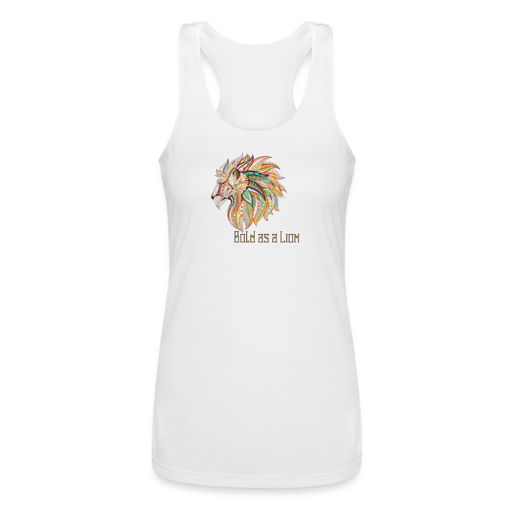 Bold as a Lion - Women’s Performance Racerback Tank Top - white