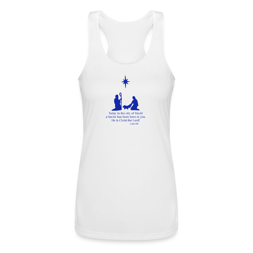 A Savior Has Been Born - Women’s Performance Racerback Tank Top - white