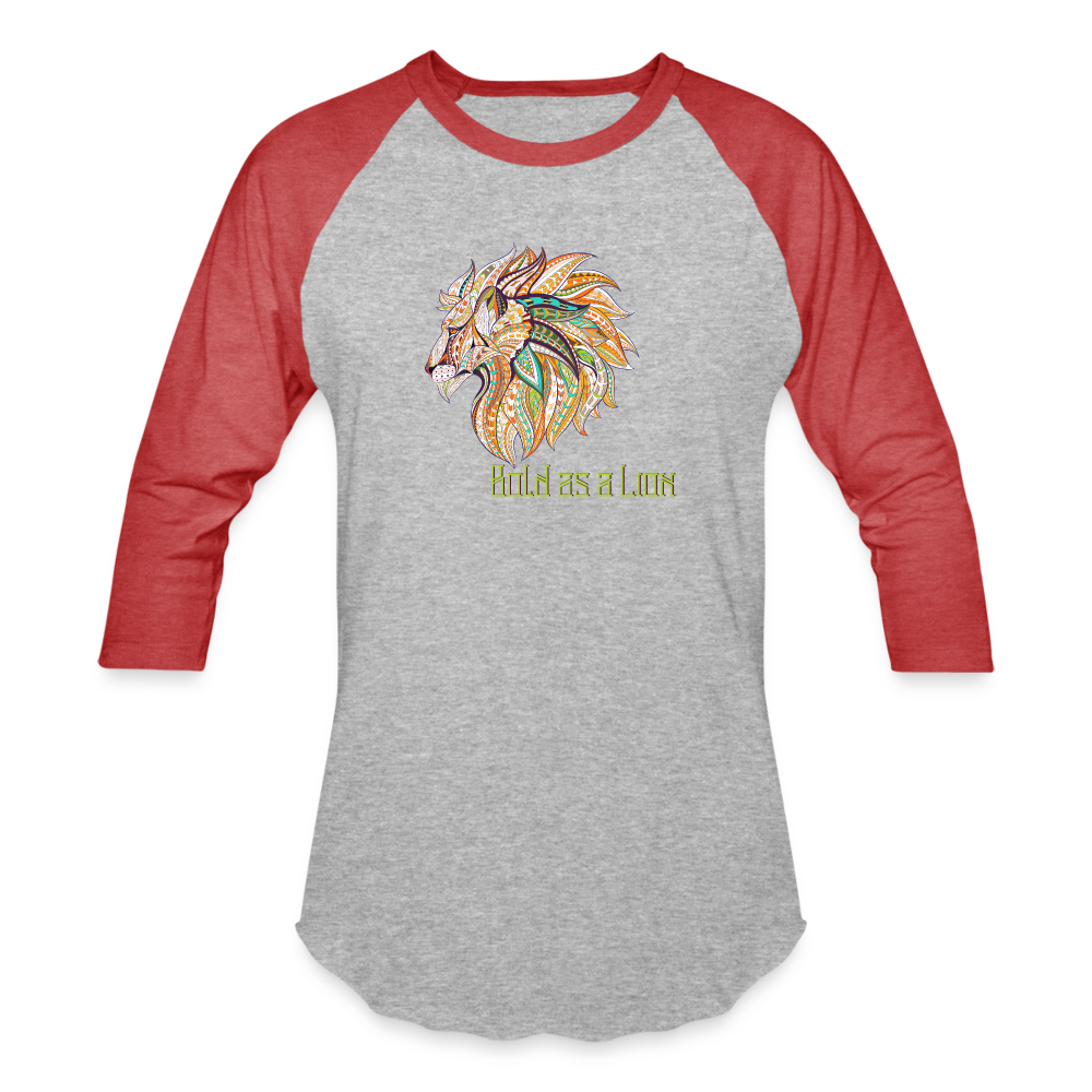 Bold as a Lion - Baseball T-Shirt - heather gray/red