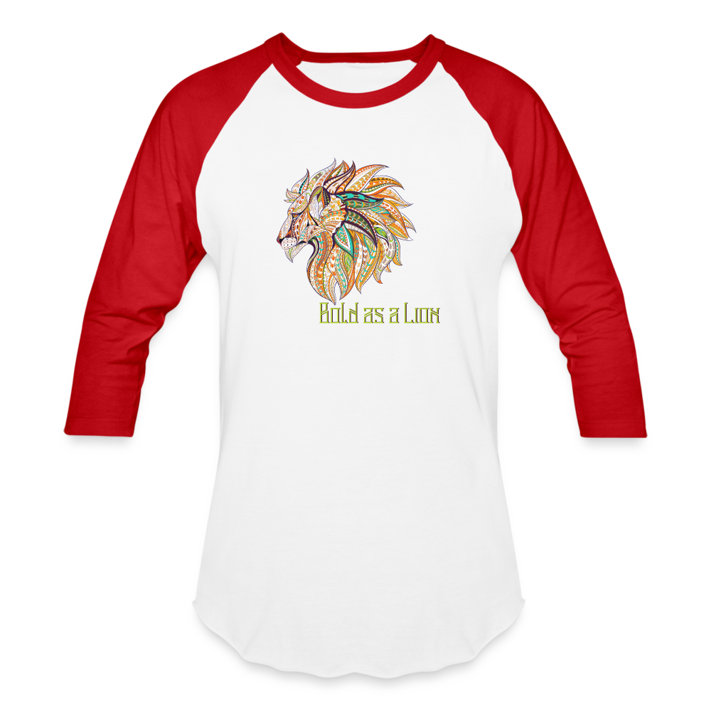 Bold as a Lion - Baseball T-Shirt - white/red