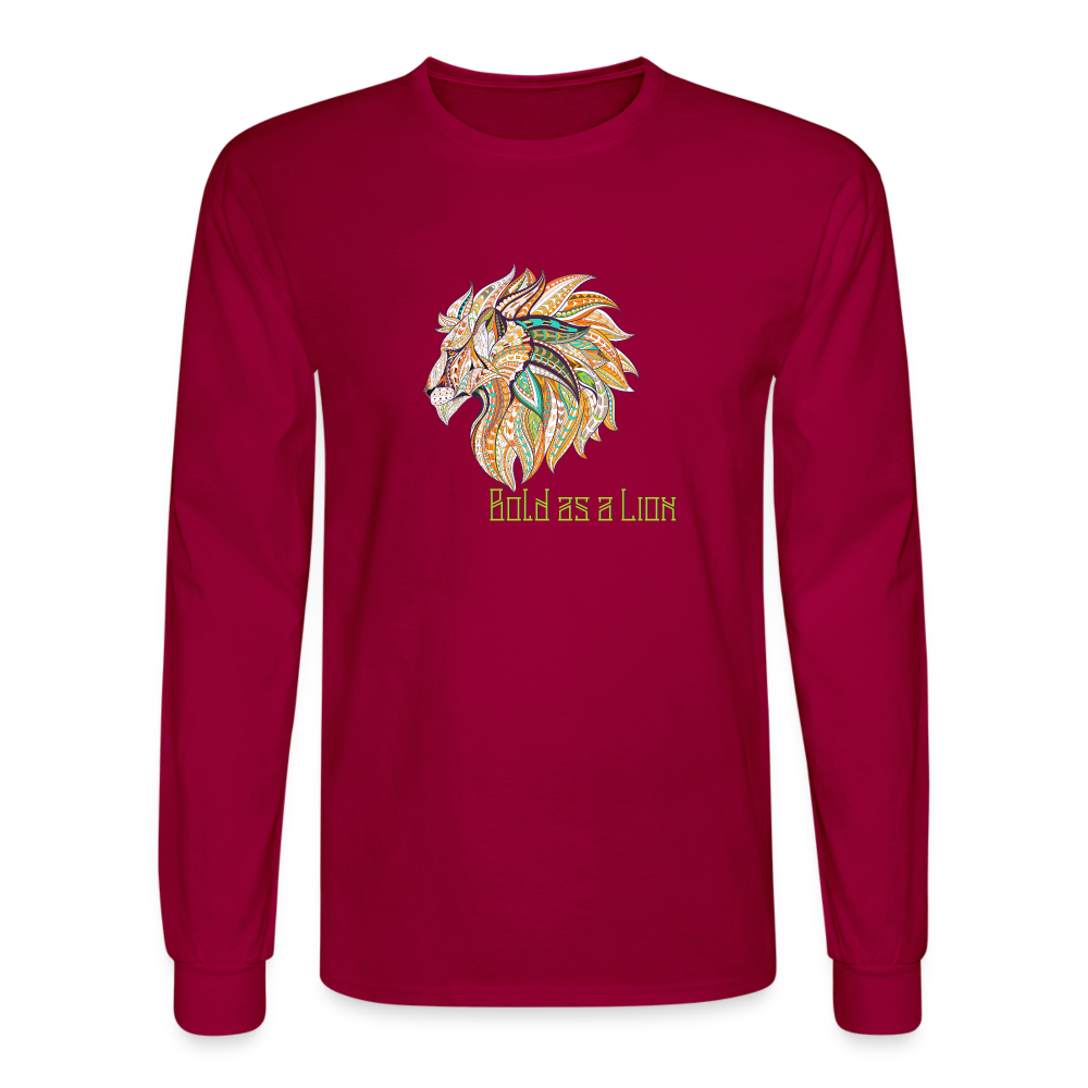 Bold as a Lion - Men's Long Sleeve T-Shirt - dark red