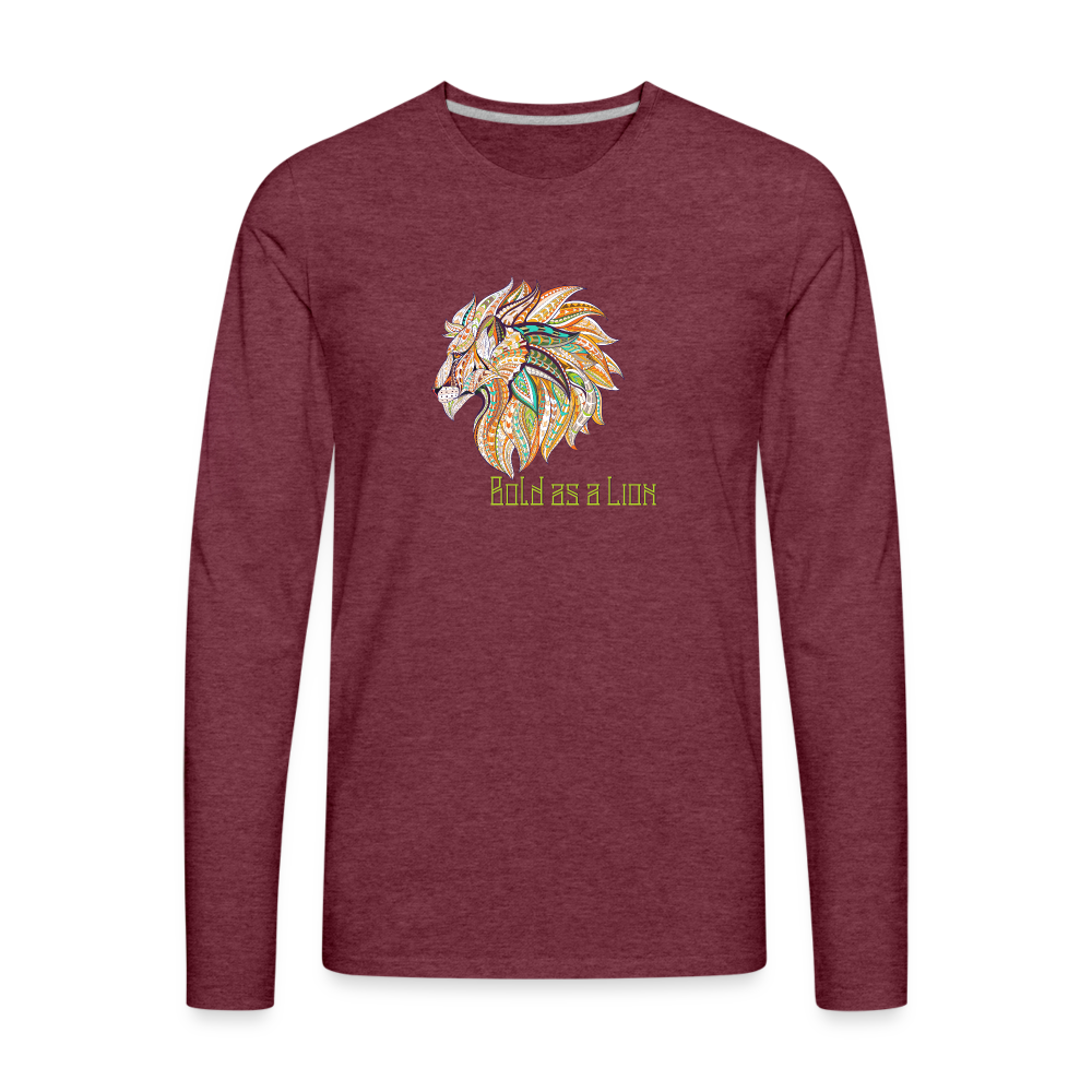 Bold as a Lion - Men's Premium Long Sleeve T-Shirt - heather burgundy