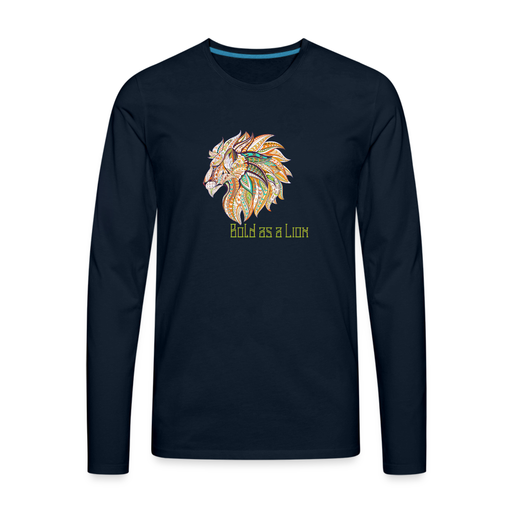 Bold as a Lion - Men's Premium Long Sleeve T-Shirt - deep navy