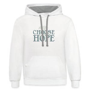 Choose Hope - Unisex Contrast Hoodie - white/gray