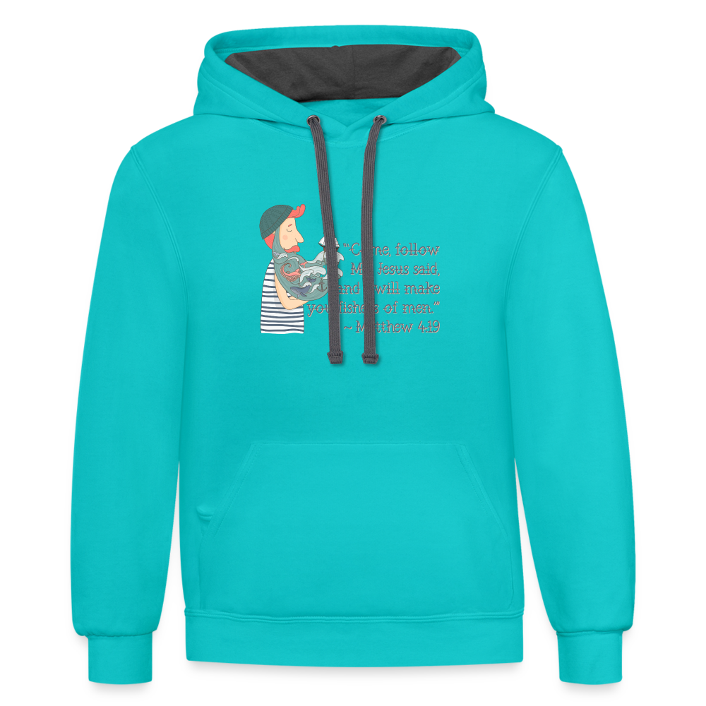 Fishers of Men - Contrast Hoodie - scuba blue/asphalt