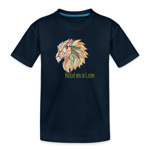 Bold as a Lion - Kid’s Premium Organic T-Shirt - deep navy