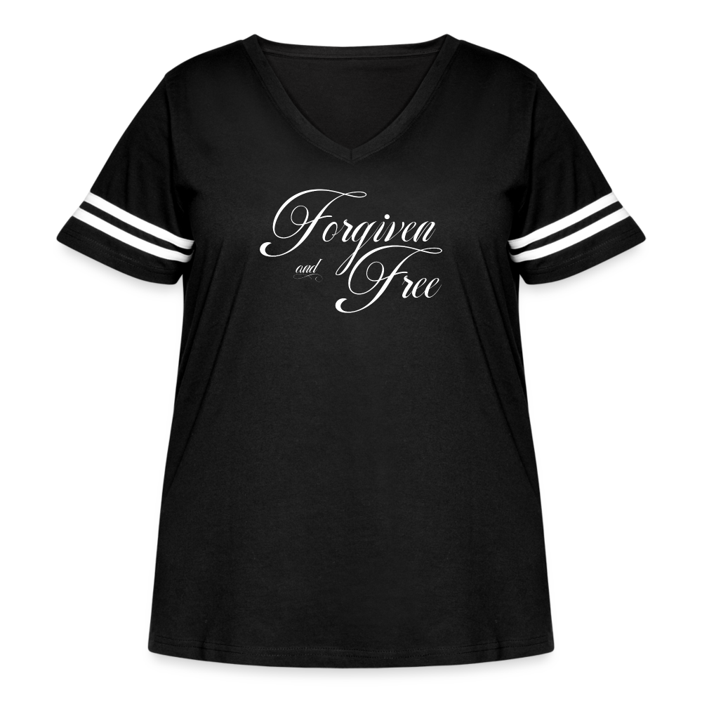 Forgiven & Free - Women's Curvy Vintage Sport T-Shirt - black/white