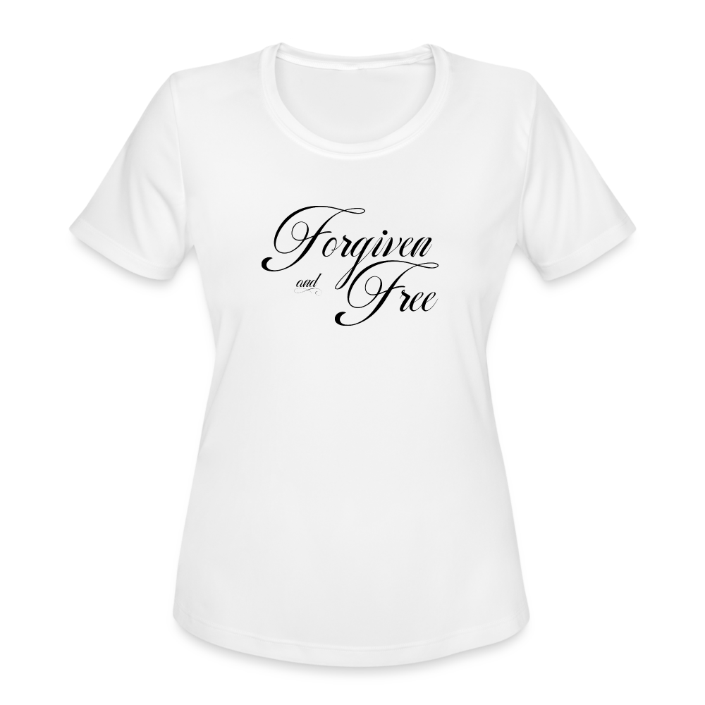 Forgiven & Free - Women's Moisture Wicking Performance T-Shirt - white