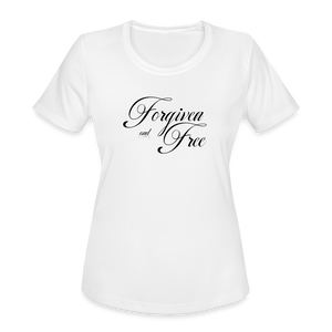 Forgiven & Free - Women's Moisture Wicking Performance T-Shirt - white