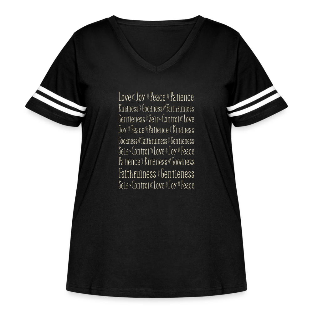 Fruit of the Spirit - Women's Curvy Vintage Sport T-Shirt - black/white