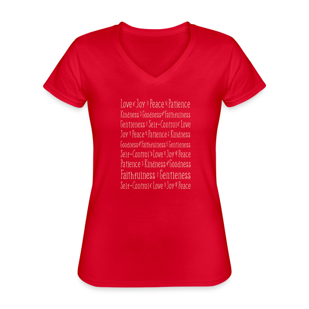 Fruit of the Spirit - Women's V-Neck T-Shirt - red