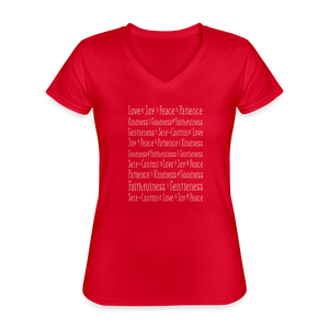 Fruit of the Spirit - Women's V-Neck T-Shirt - red