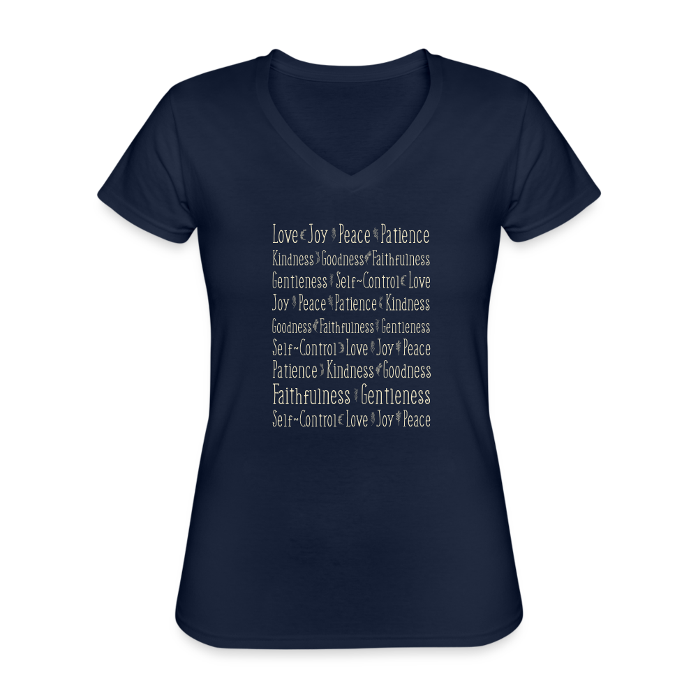 Fruit of the Spirit - Women's V-Neck T-Shirt - navy